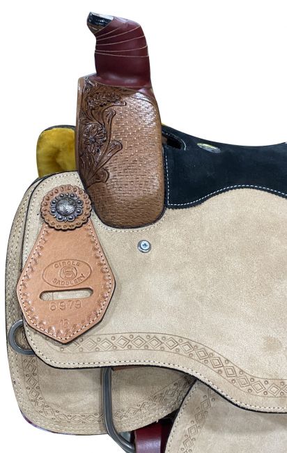 16" Circle S Roper Western Saddle with basket stamp tooling on skirt #4